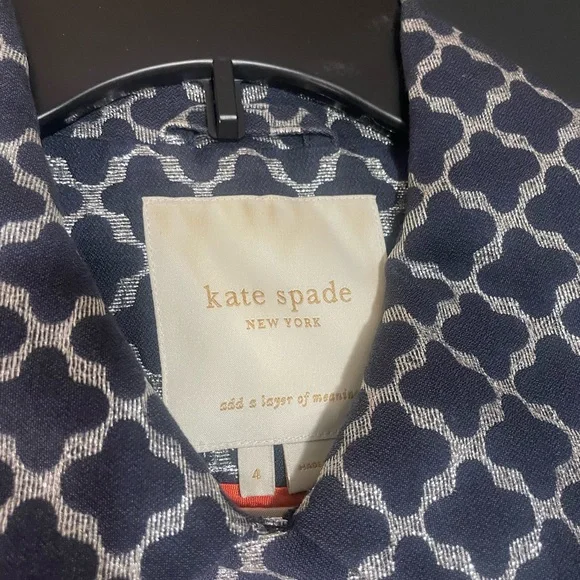 Kate Spade Navy and White Patterned Pea Coat - Picture 3 of 7